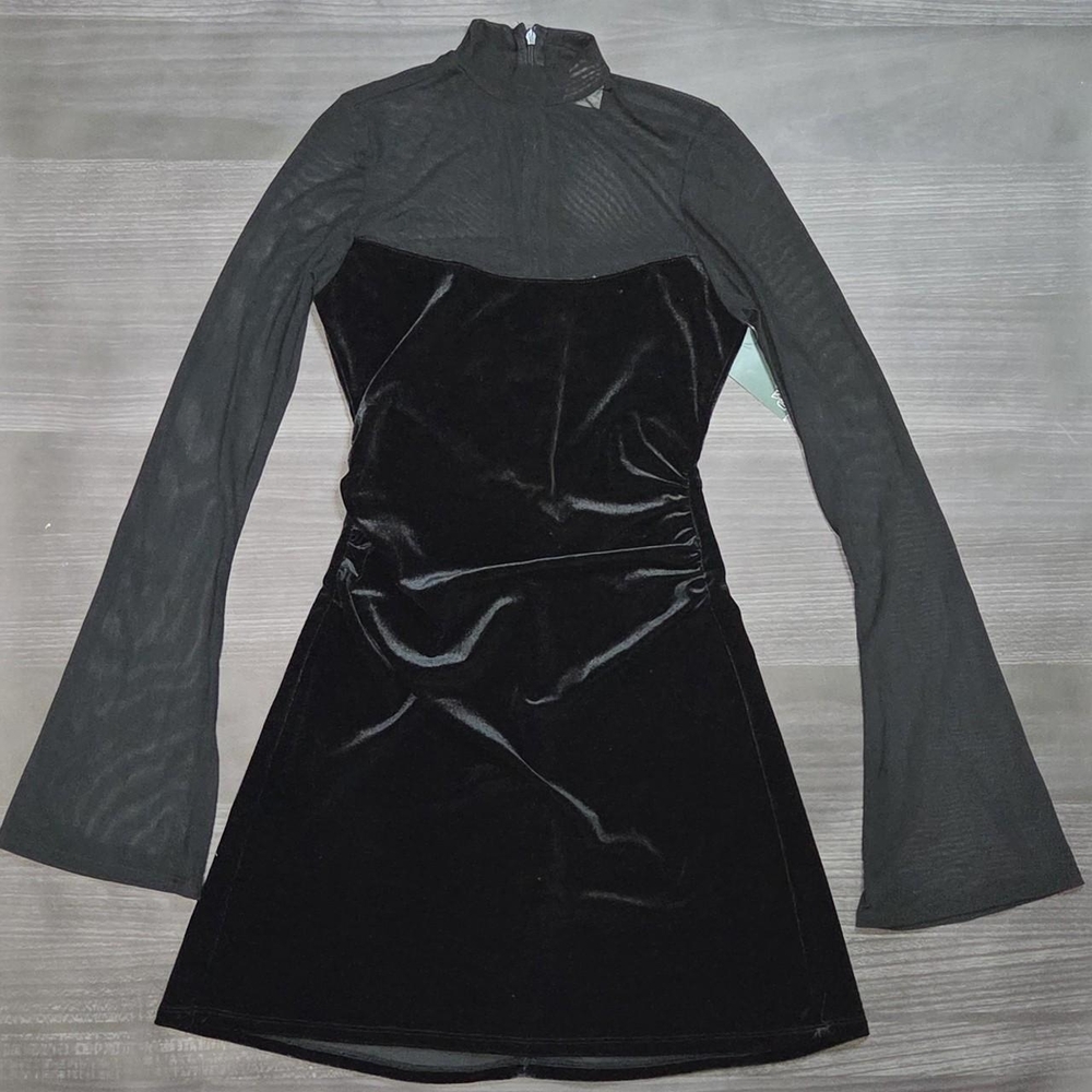 Wild Fable Women's Size XXS Bell Long Sleeve Mesh Mini A-Line Dress